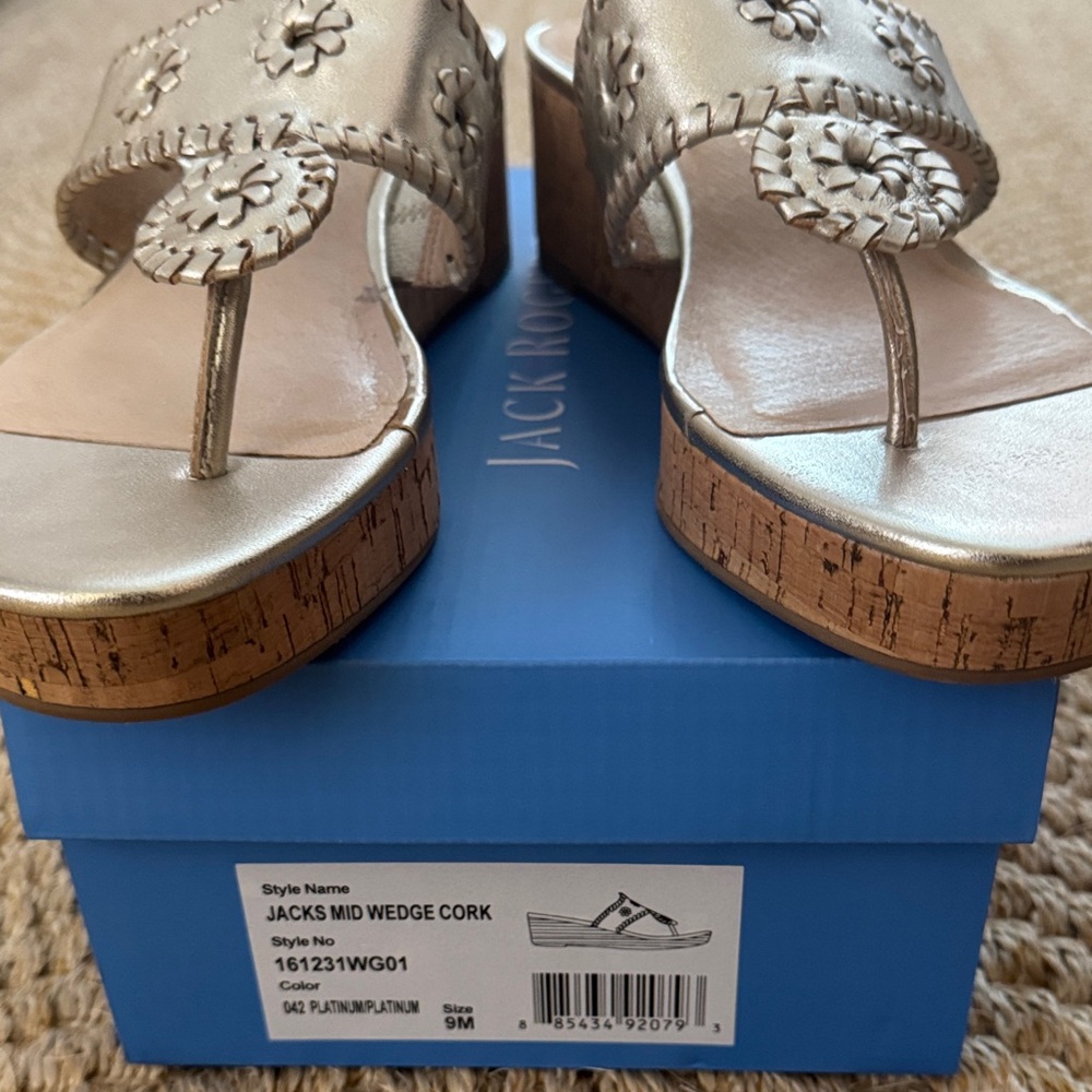 Jack Rogers Platinum Metallic Wedge Sandals
